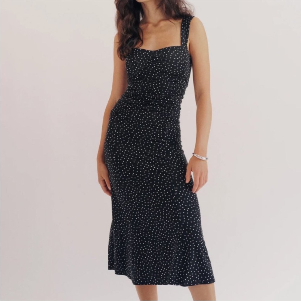 Reformation Suvi knit polka dot dress midi Selene